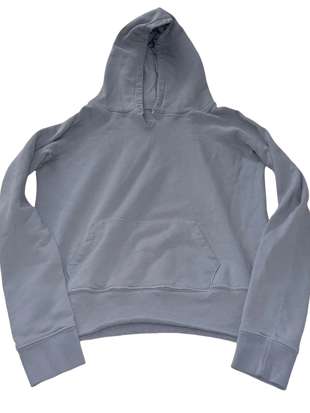 Nili Lotan Women’s Pale Blue Rayne Distressed Cotton Hoodie Made in USA Size M